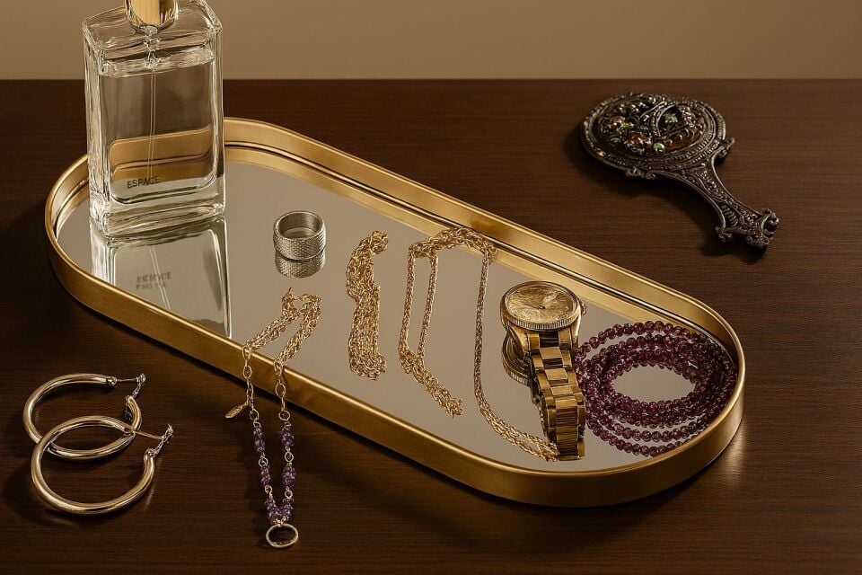 Aynalı Kozmetik Takı Düzenleyici Organizer  & Servis Sunum Tepsisi