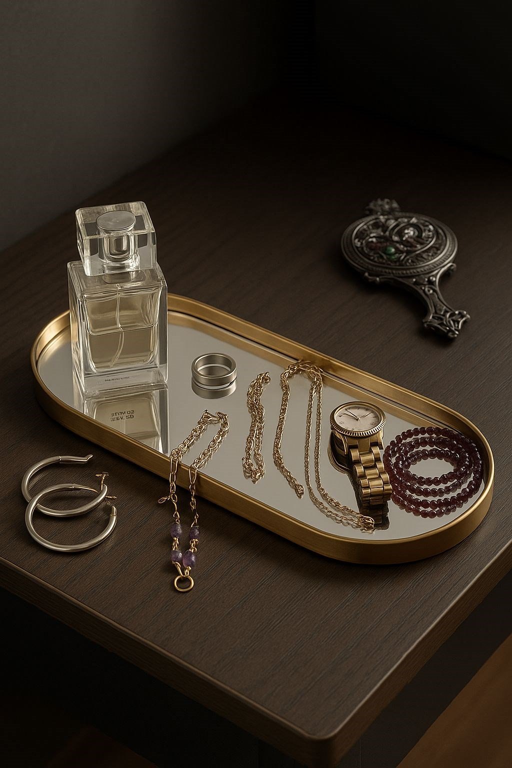 Aynalı Kozmetik Takı Düzenleyici Organizer  & Servis Sunum Tepsisi