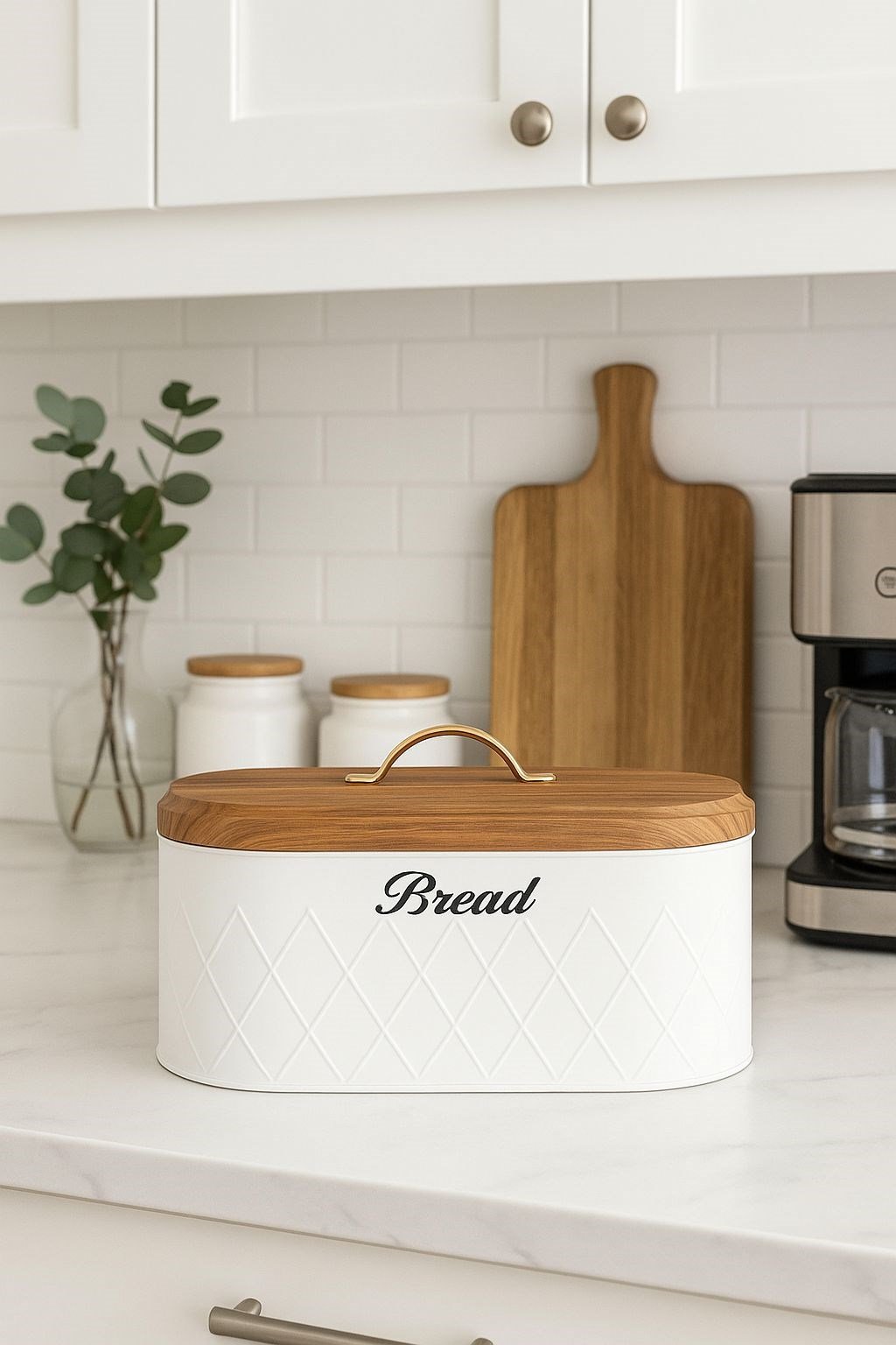 Modern Beyaz Metal Ekmeklik & Ekmek Sepeti 34*19*16 cm (1)