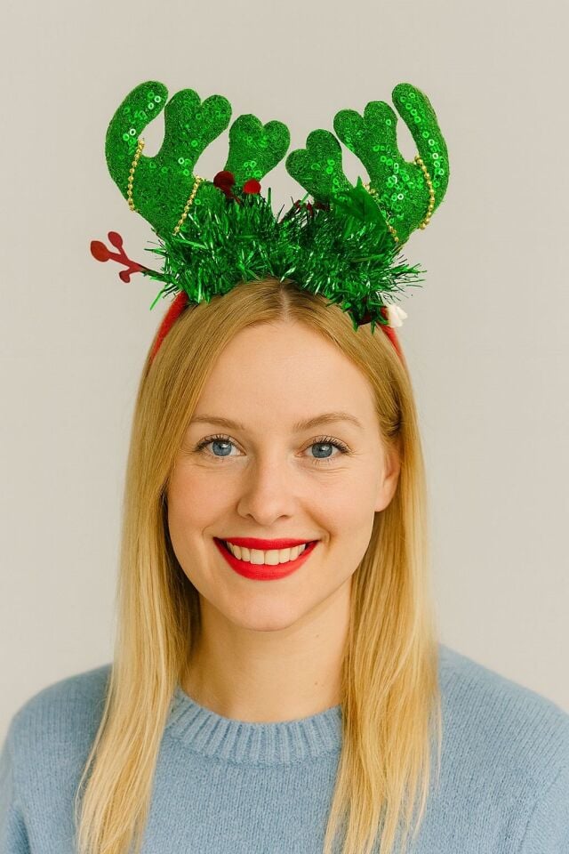 Led Işıklı Simli Geyik Boynuzlu Yılbaşı Tacı – Kutlama ve Parti Aksesuarı (3)