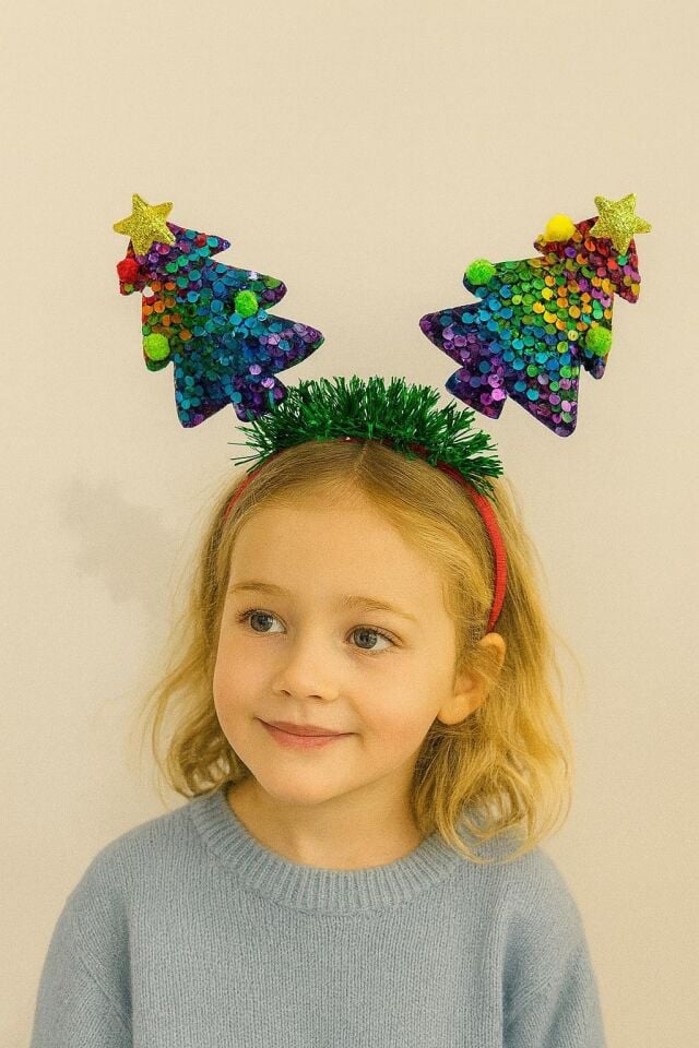 Yılbaşı Ağaçlı Işıltılı Taç – Kutlama ve Parti Aksesuarı (3)