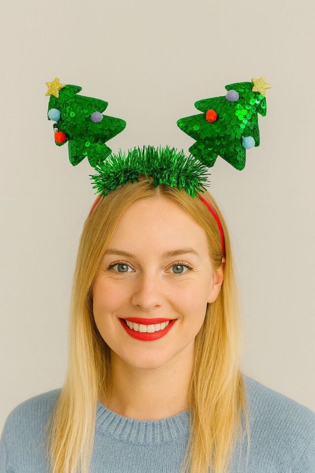 Yılbaşı Ağaçlı Işıltılı Taç – Kutlama ve Parti Aksesuarı (2)