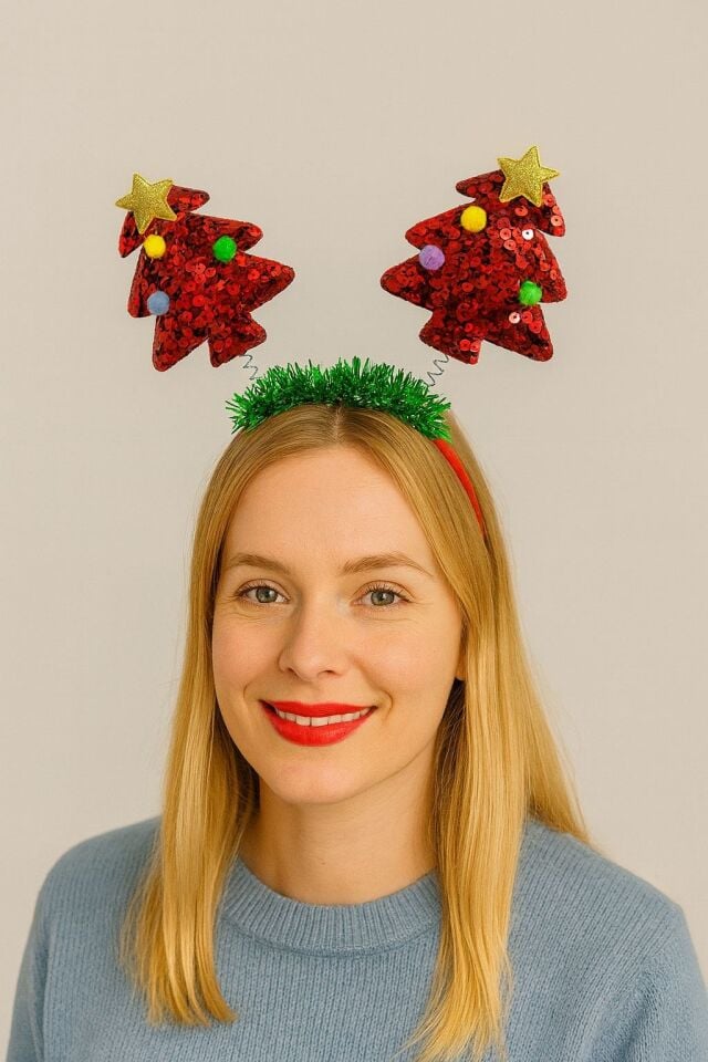 Yılbaşı Ağaçlı Işıltılı Taç – Kutlama ve Parti Aksesuarı (1)