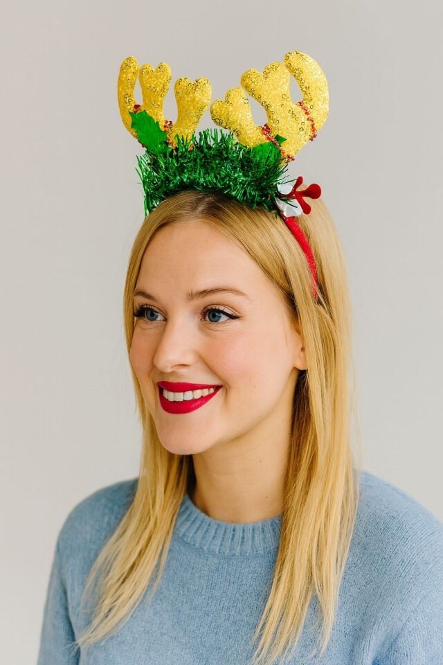 Led Işıklı Simli Geyik Boynuzlu Yılbaşı Tacı – Kutlama ve Parti Aksesuarı (2)