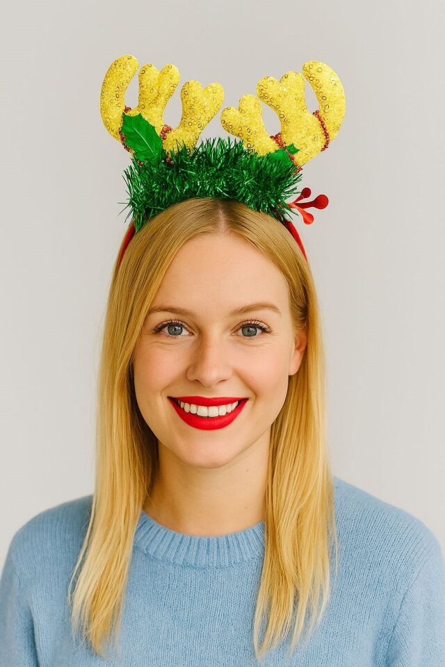 Led Işıklı Simli Geyik Boynuzlu Yılbaşı Tacı – Kutlama ve Parti Aksesuarı (2)