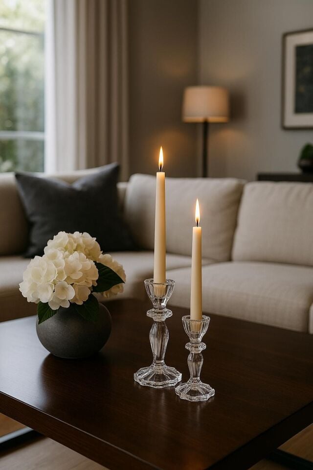 2’li Kristal Cam Şamdan Seti