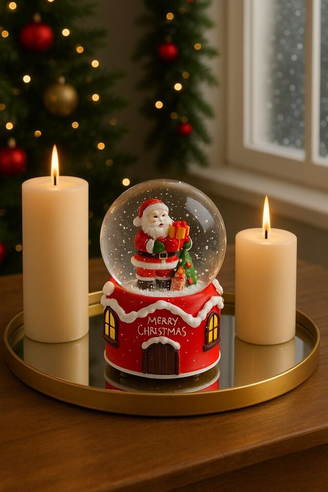 Müzikli Pilli Noel Babalı Sulu Kar Küresi