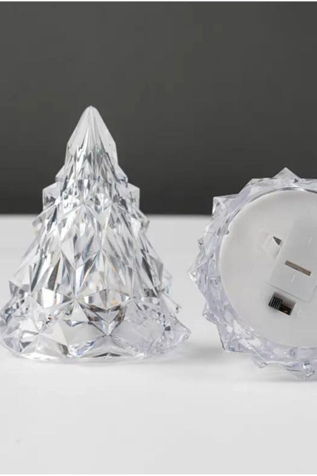 2'li Kristal  Görünümlü Çam Ağacı Led Işık Yılbaşı Süsü