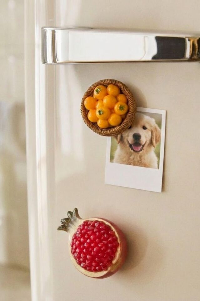 2'li El Yapımı Mini Buzdolabı Magnet Seti & Fotoğraf Ve Not Tutucu & Nar ve Hurma