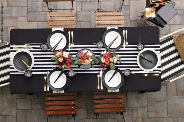 Siyah Organik Gabardin Kumaş Masa Örtüsü 145x90 cm