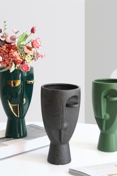 Lüx Modern Art Nordic Altın Yeşil Yüzlü Vazo & Biblo (10)