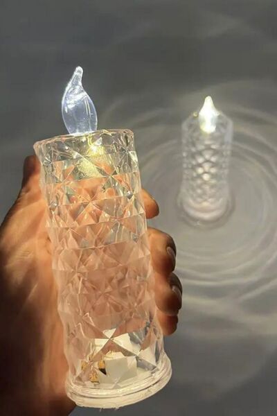 2'li Gül Işıklı Led Mum 13 cm