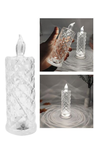 2'li Gül Işıklı Led Mum 13 cm