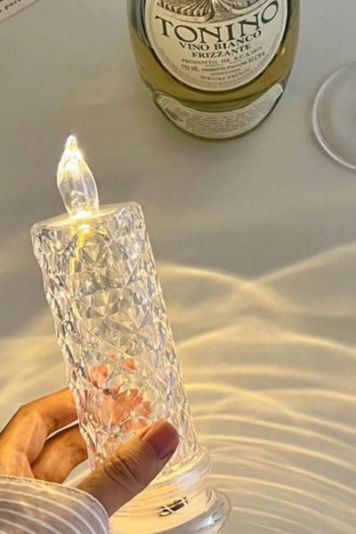 2'li Gül Işıklı Led Mum 13 cm