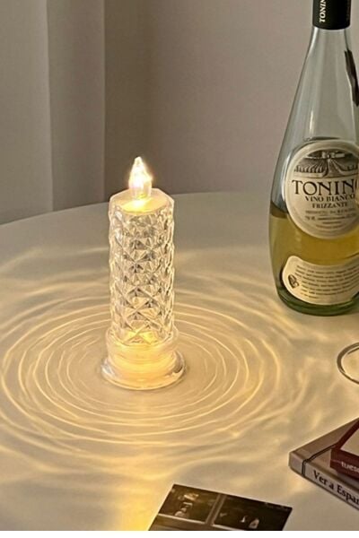 2'li Gül Işıklı Led Mum 13 cm