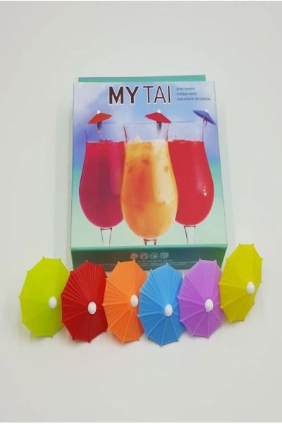 6 Parça Plastik Şemsiye Bardak Dekoru