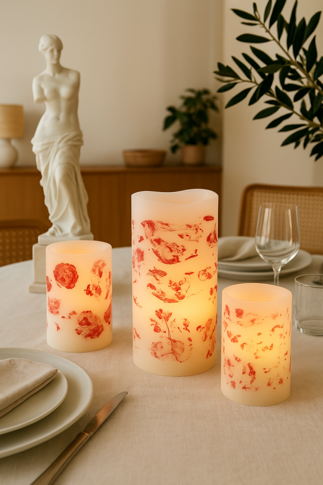  3'lü Modern Renk Değiştiren Kumandalı Led Mum Seti