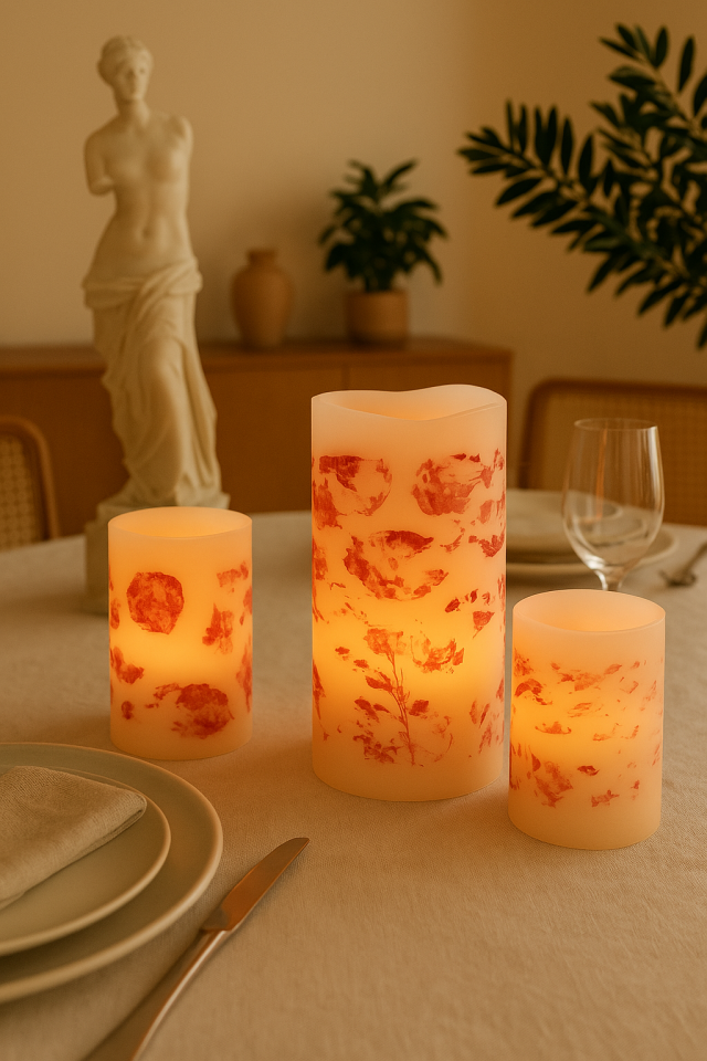  3'lü Modern Renk Değiştiren Kumandalı Led Mum Seti