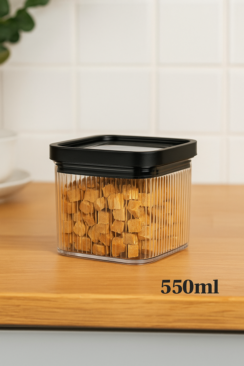 Siyah Lux Line Plus Erzak Saklama Kabı 550 ml