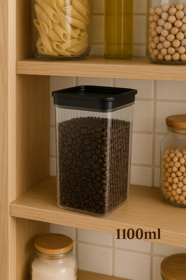 Siyah Lux Line Plus Erzak Saklama Kabı 1100 ml