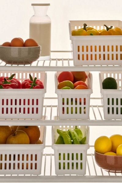 2'li Beyaz Plastik Buzdolabı Düzenleyici & Organizer