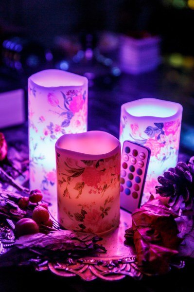 3'lü Rose Renk Değiştiren Kumandalı Led Mum Seti