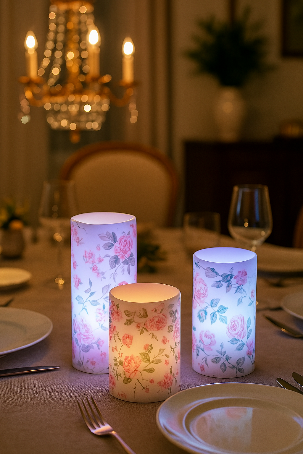 3'lü Rose Renk Değiştiren Kumandalı Led Mum Seti