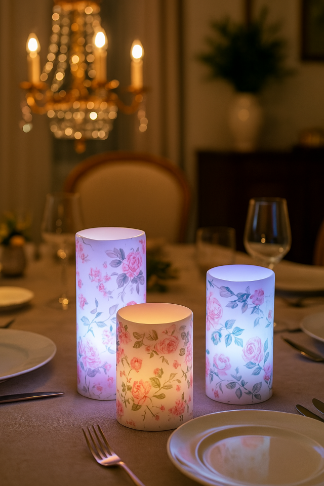 3'lü Rose Renk Değiştiren Kumandalı Led Mum Seti