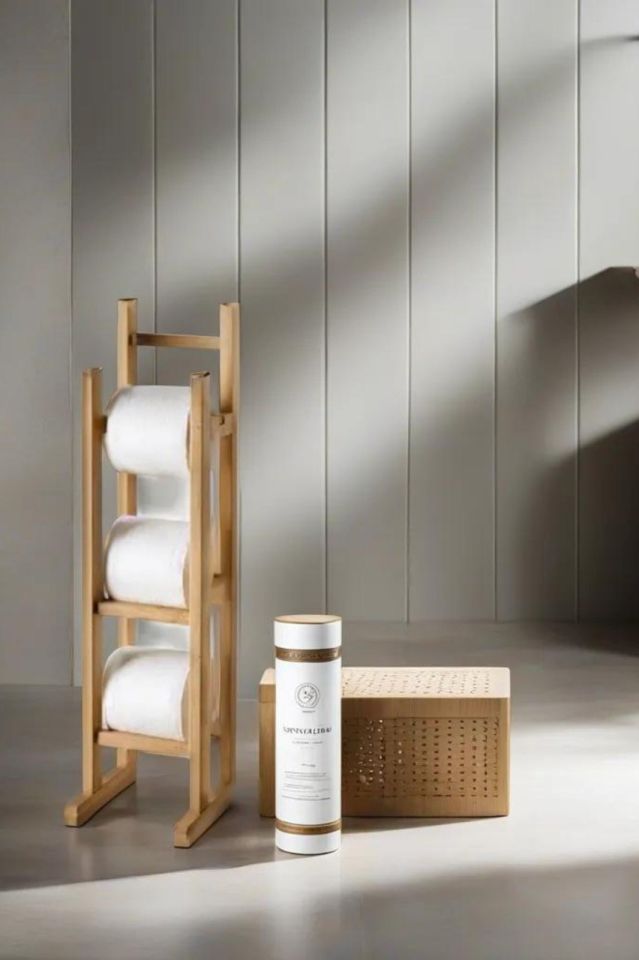 Modern Minimalist Ahşap Tuvalet Kağıdı Standı