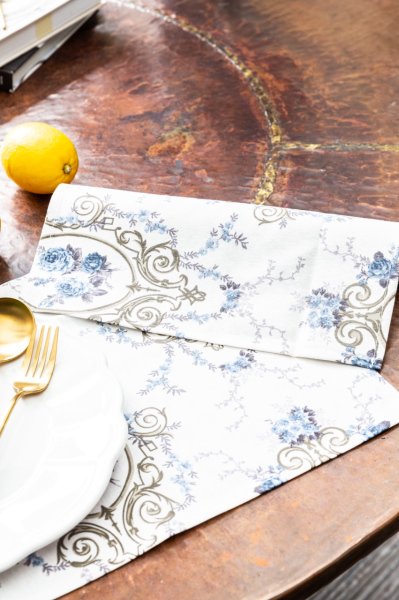 2'li Vintage Blue Duck Keten Amerikan Servisi 30 x 45 cm