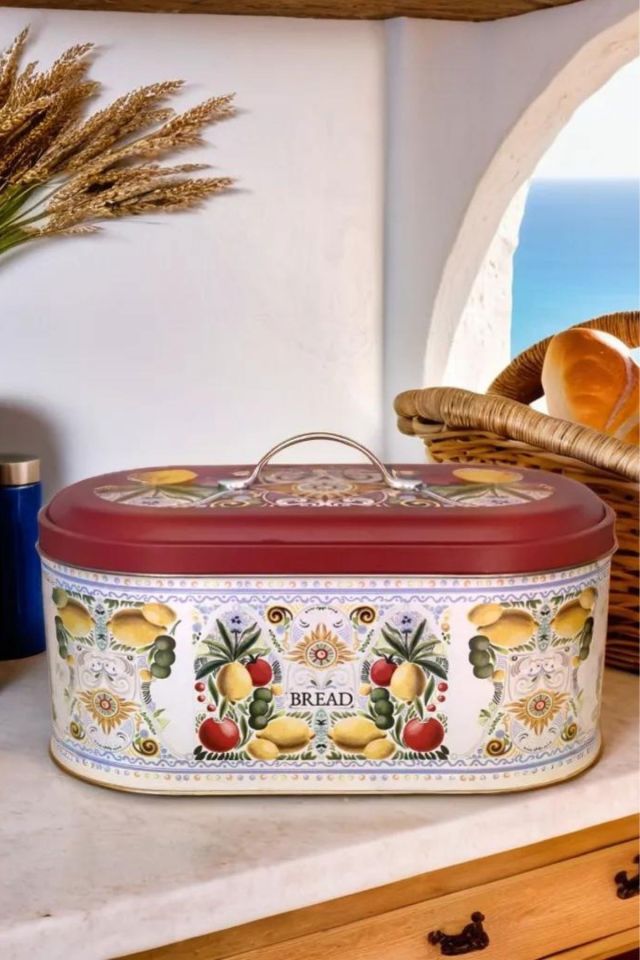 La Dolce Vita Sicilya Metal Orta Boy Oval Ekmeklik ve Ekmek Kutusu Beyaz No:10