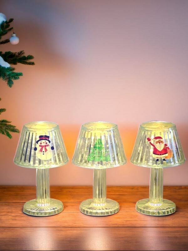 3'lü Noel LED Işıklı Dekoratif Yılbaşı Masa Lambası