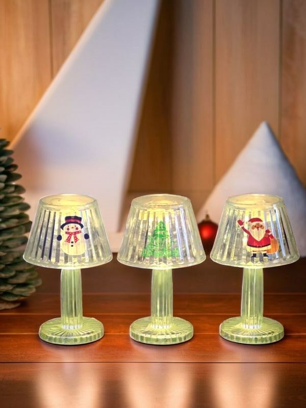 3'lü Noel LED Işıklı Dekoratif Yılbaşı Masa Lambası