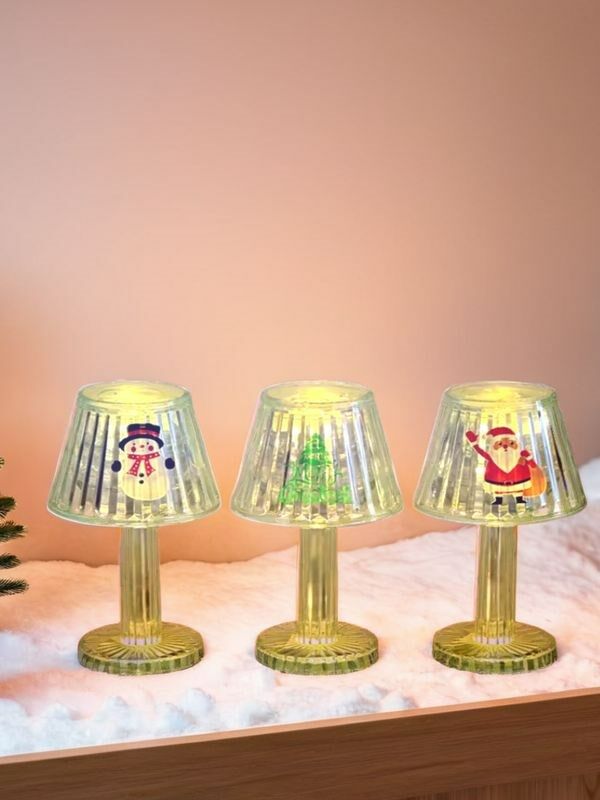 3'lü Noel LED Işıklı Dekoratif Yılbaşı Masa Lambası