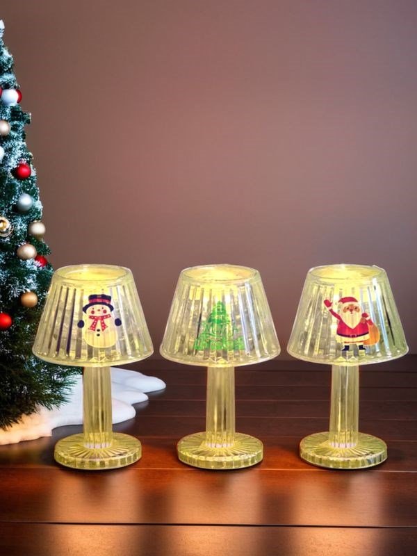 3'lü Noel LED Işıklı Dekoratif Yılbaşı Masa Lambası