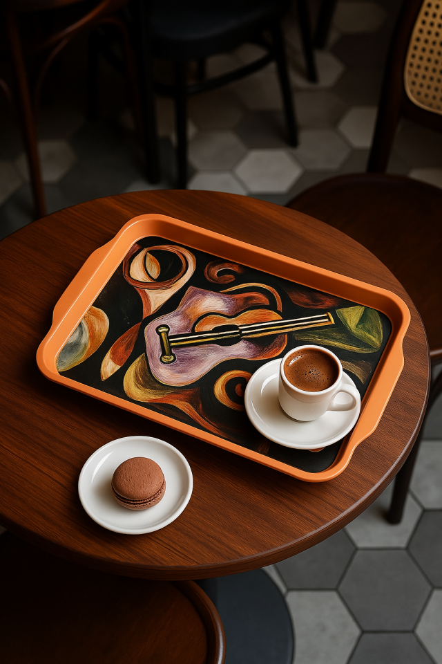 Gitar Tutkusu – Sanat Temalı Dekoratif Tepsi 31,5 cm