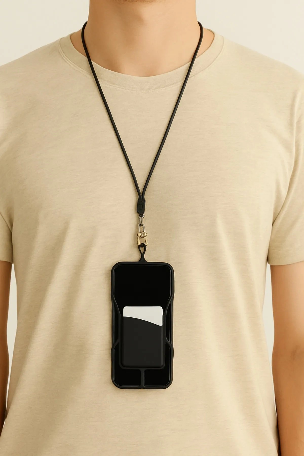 Tüm Telefonlara Uyumlu Siyah Askılı Telefon Kılıfı