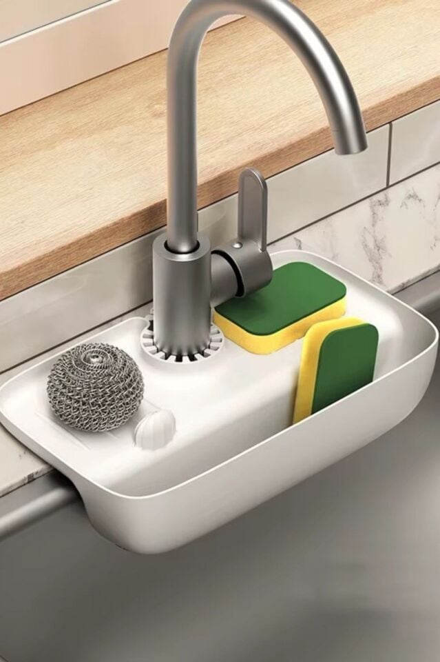 Beyaz Mutfak Banyo Lavabo Düzenleyici Organizer