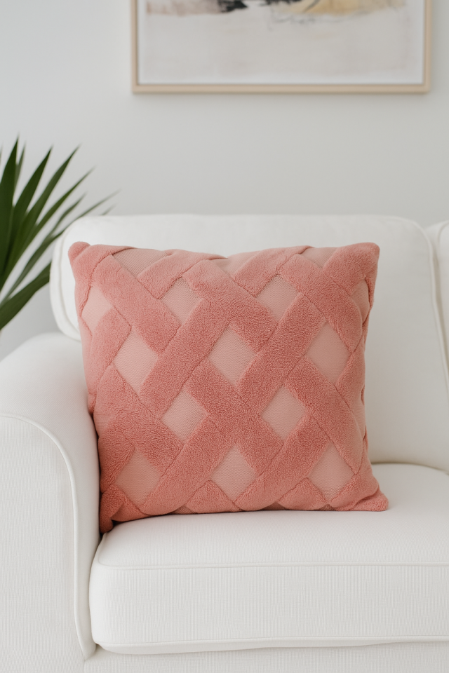 1 Adet Pembe Çizgili Pofuduk Kırılent Kılıfı 42x42 cm