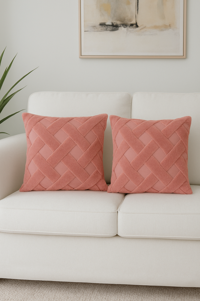 1 Adet Pembe Çizgili Pofuduk Kırılent Kılıfı 42x42 cm
