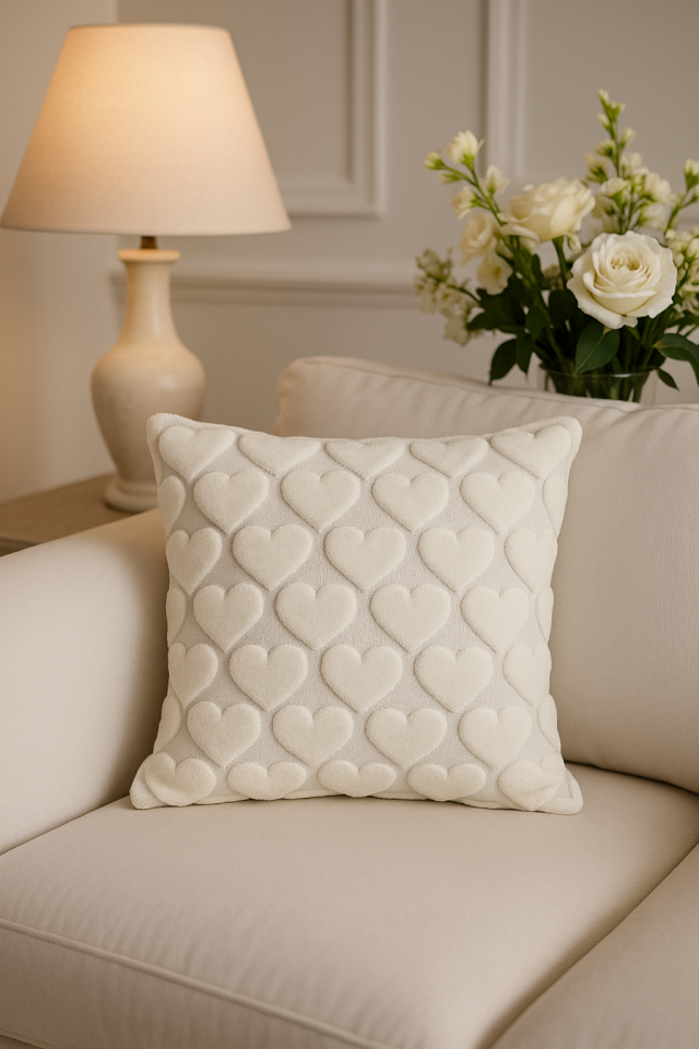 1 Adet Beyaz Kalpli Pofuduk Kırılent Kılıfı 42x42 cm